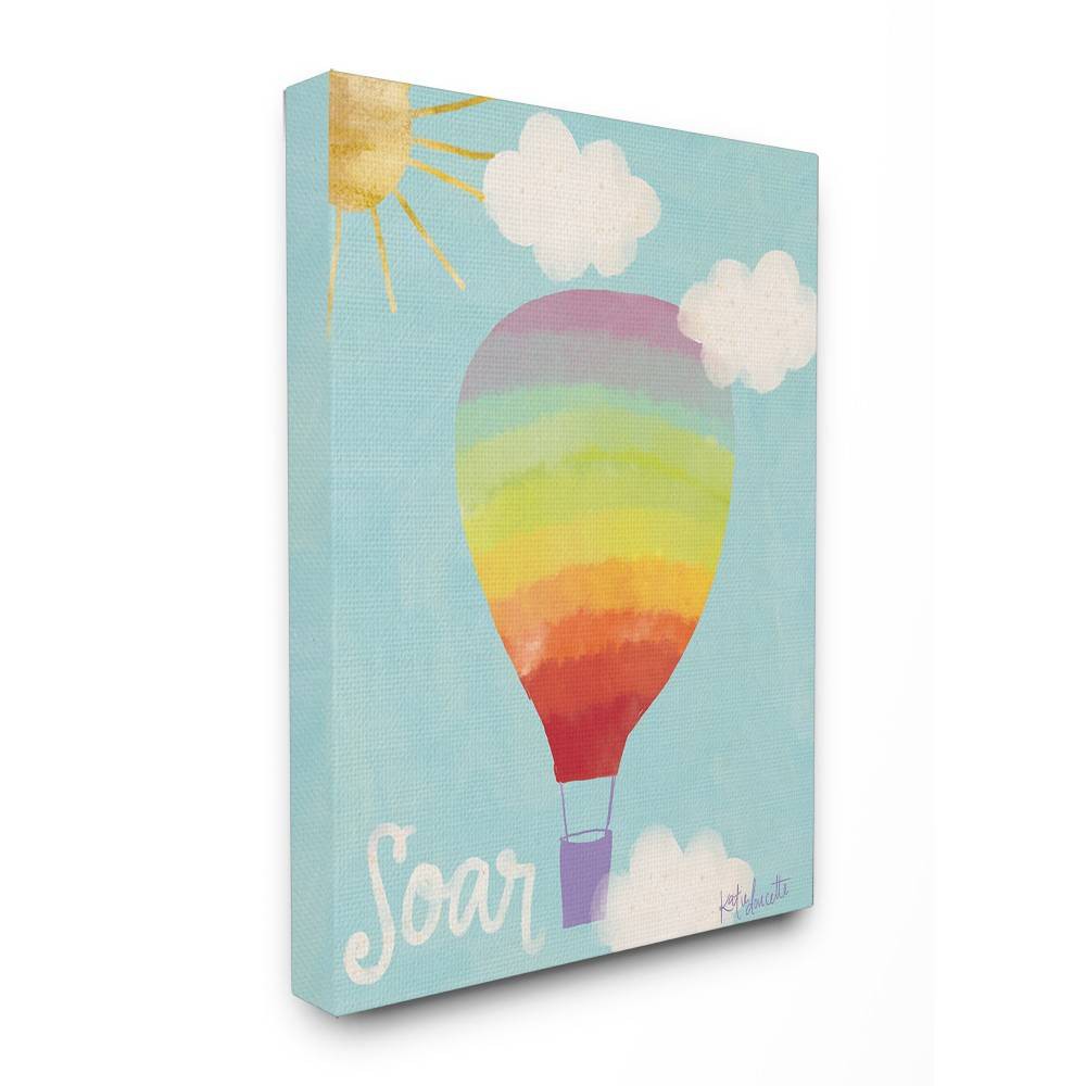Photos - Other interior and decor 16"x1.5"x20" Soar Rainbow Hot Air Balloon Stretched Canvas Kids' Wall Art