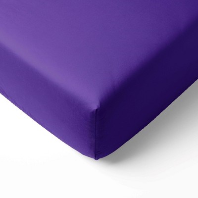 Bacati - Solid Purple 100 percent Cotton Universal Baby US Standard Crib or Toddler Bed Fitted Sheet