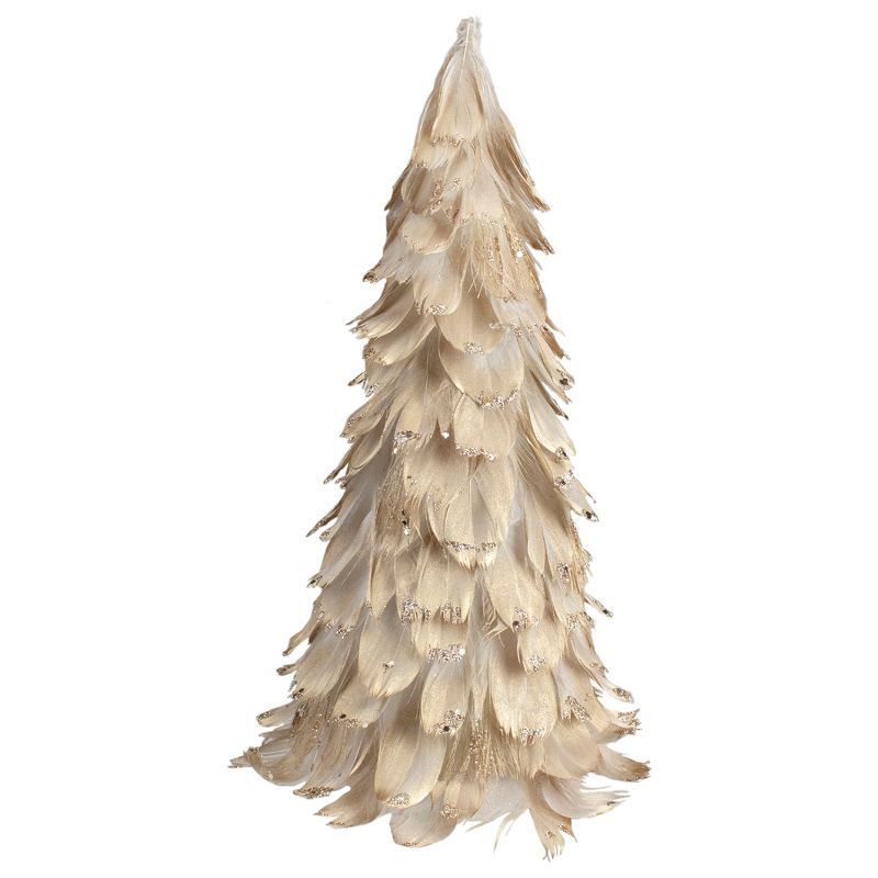 Northlight 12" Gold Feather Cone Table Top Christmas Tree with Glitter, 1 of 5