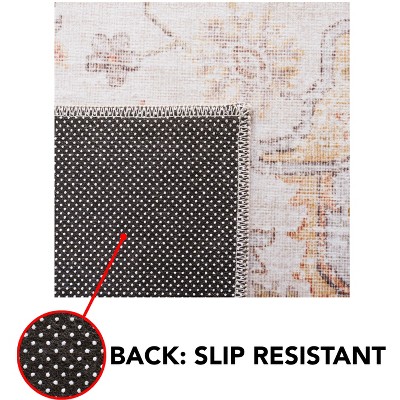 Tucson Light Grey and Rust Washable Runner Rug