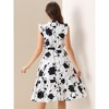 INSPIRE CHIC Women's Floral Sleeveless Ruffle Neck Half Placket Elastic Waist Midi Dress - image 3 of 4