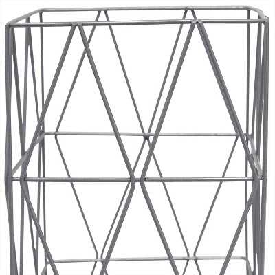 Gray Geometric Metal Table Lamp with Retro Shade