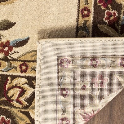 Ivory and Brown Floral Synthetic 12' x 15' Tufted Area Rug