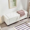 ACEPANO 48 in. W Upholstered Tufted Faux Leather PU Ottoman Bench with Storage-Ivory White - 3 of 4