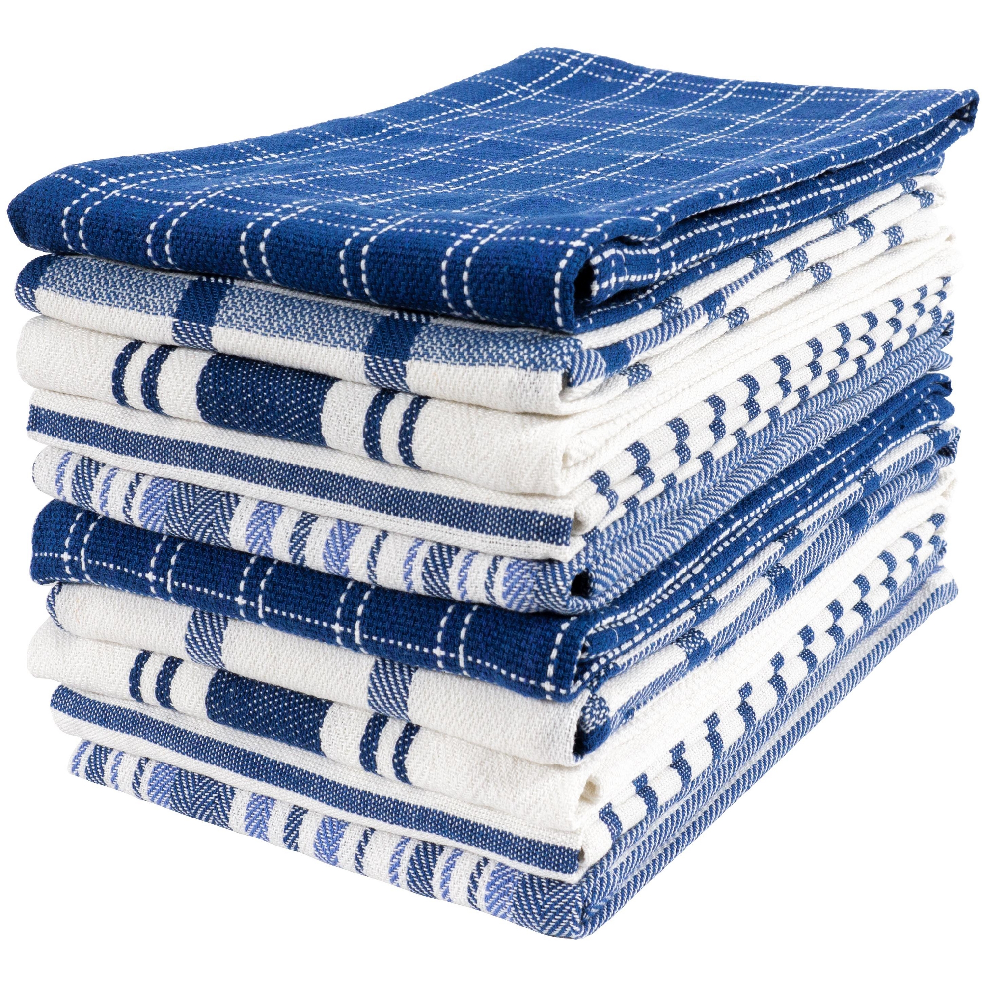 KAF Home 100% Cotton Set of 10 Ultra Absorbent KitchenTowels - 18" x 28" (Navy)