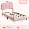 Velvet Upholstered Platform Bed Frames with Bookcase Headboard, Kids Bed - 2 of 4