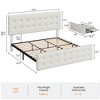 Bed Frame with Adjustable Headboard, Upholstered Button Tufted Platform Bed Frame with 4 Storage Drawers, No Box Spring Needed - 2 of 4
