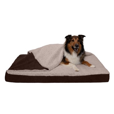 FurHaven Berber & Suede Blanket Top Memory Top Dog Bed