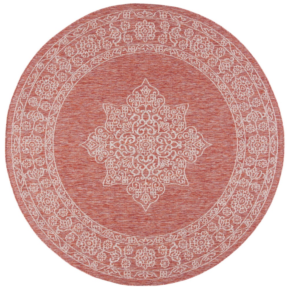 6'7in Round Cleora Outdoor Rug Rust/Ivory - Safavieh