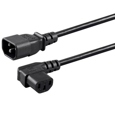 Monoprice Right Angle Extension Cable - 2 Feet - Black | IEC 60320 C14 to Right Angle IEC 60320 C13, 18AWG, 10A/1250W, SVT, 100-250V
