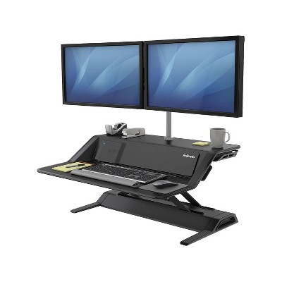 Fellowes Black Adjustable Sit-Stand Desk Converter with USB Ports