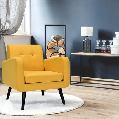 Yellow Barrel Accent Chair with Rubber Wood Legs