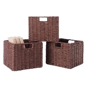 3-Piece Foldable Woven Rope Storage Baskets – Decorative Rope Bin Set,Small Organizer Bins for Shelves, Kids Room, Kitchen & Entryway - 1 of 4