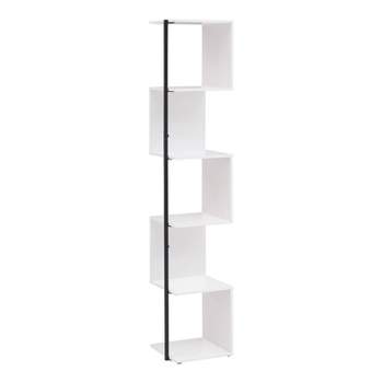 miBasics 62" Bloomhaven Modern 6 Shelf Corner Bookcase White