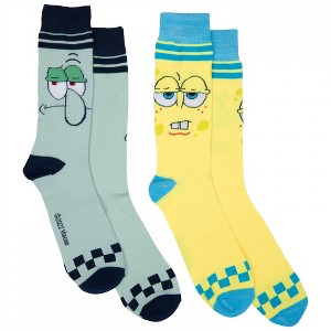 Adult SpongeBob and Squidward 2-Pair Pack of Casual Crew Socks - 1 of 4