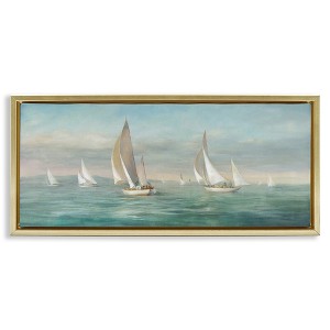 Stupell Industries Sailboat Fleet Ocean Waves Floating Frame Canvas Art - 1 of 4