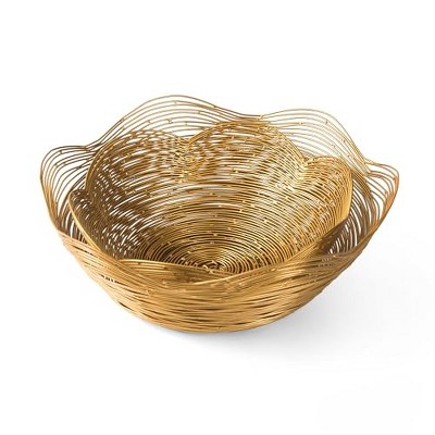 Metal Wire Scalloped Bowl – Wooden Bowls for Decor, Candies