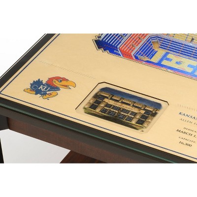 University of Kansas LED Lighted Wood and Metal Accent Table