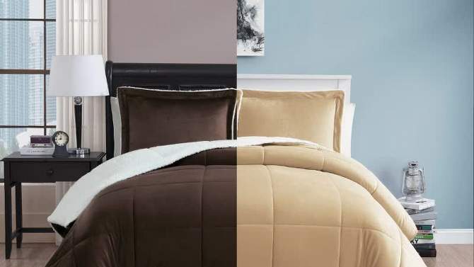 VCNY Micro Mink Faux Shearling Comforter Set, 2 of 7, play video