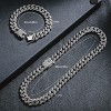 Miami Cuban Link Chain & Bracelet Set for Men - Silver Iced Out Hip Hop Jewelry - 3 of 4