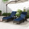 Resenkos DualReclining Chaise Lounge Chairs, Deluxe Cushioned Comfort With Pillow & Headrest, Outdoor Armrest Chairs With Wheels, Mixed Brown and Dark - 3 of 4