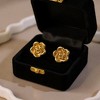 Anna-Kaci Sculpted Floral Stud Earrings with Layered Petal Detailing and Elegant Dimensional Design for a Classic Timeless Statement Look - Gold - 2 of 4