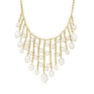 Ross-Simons 5.5-10.5mm Cultured Pearl Fringe Necklace in 18kt Gold Over Sterling Size 18 - 1 of 4