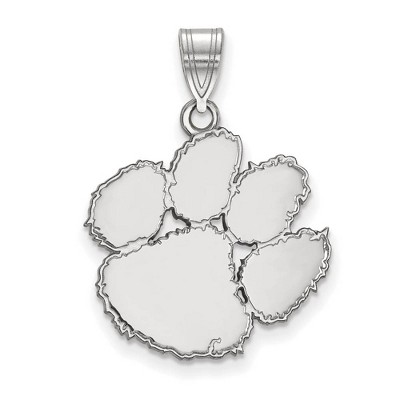 Black Bow Jewelry 10k White Gold Clemson Tigers NCAA Large Pendant