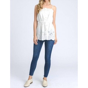 Women's Button Down Eyelet Top - Doe and Rae - 1 of 3