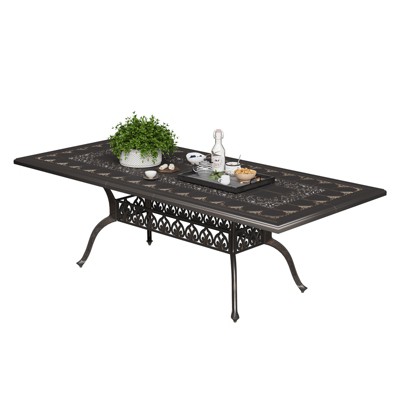87"x41" Outdoor Dining Table for 8, Cast Aluminum Patio Table with Umbrella Hole, Weather Resistant, for Garden, Backyard, Poolside, Vintage Bronze