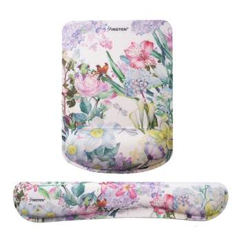 Insten Floral Mouse Pad with Wrist Support and Keyboard Wrist Rest, Ergonomic, Easy Typing, Memory Foam For Gaming Office, Rectangle