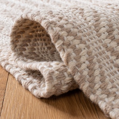 Beige Hand-Tufted Wool and Cotton Flat Woven Rug, 3' x 5'