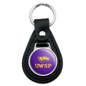 University of WisconsinStevens Point Primary Logo Black Leather Keychain - 1 of 4