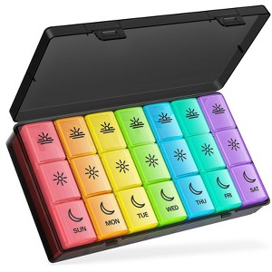 BUG HULL Weekly Pill Organizer 3X a Day, 7 Day Medicine Pill Organizer, 3 Times a Day, Travel Pill Case, Container for Vitamins, Supplements, Black - 1 of 4