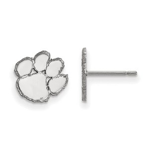 Black Bow Jewelry 10k White Gold Clemson Tigers NCAA Post Earrings - 1 of 3