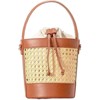 FATMOON Women Straw Rattan Bucket Bag, Hollowed Out Seaside Drawstring Handbag Purse, Leather Summer Beach Boho Shoulder Bag - 2 of 4