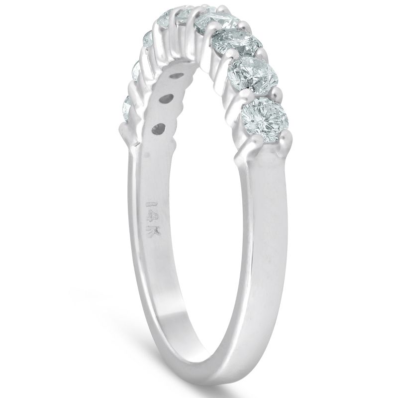 Pompeii3 1/2ct Diamond 9-Stone Womens Wedding Ring 14k White Gold, 2 of 6