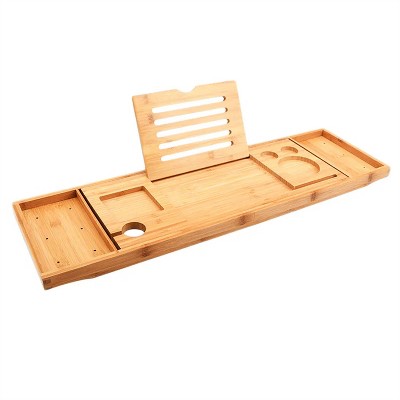 Dracelo Bathtub Serving Tray Bamboo Bath Bridge Useful Storage Rack Shelf Telescopic Tablet Holder For Bathroom Home Bathtub Rack