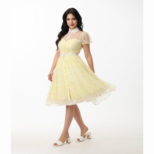 Unique Vintage Women's Hollie Swing Dress Yellow - 1 of 4