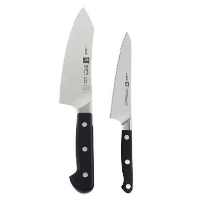 Zwilling Pro 2-pc Knife Set 7" Rocking Santoku and 5.5" Serrated Prep Knife