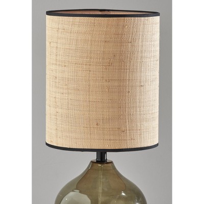 Emma 23.5'' Green Glass Table Lamp with Rattan Shade