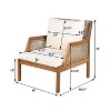 Christopher Knight Home Grania Patio Rattan and Acacia Wood Club Chair with Cushion, Brown/Cream - 3 of 4