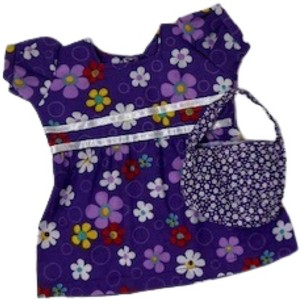 Doll Clothes Superstore Handmade Purple Flower Print Dress for 18 Inch Girl Dolls - 1 of 4