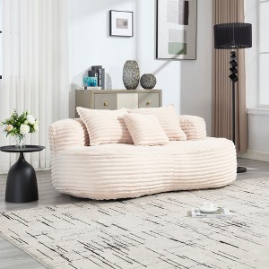 SKRAN Bean Bag sofa Lazy Sofa Lounger  Bean Bag Chair Couch for Adults and Kids, Indoor & Outdoor, Accent Floor Soft Lounge Chair (Beige) - 1 of 4