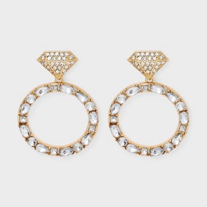SUGARFIX by BaubleBar Marriage Material Drop Earrings - Gold: Zinc Statement Jewelry, 1.54" Length - 1 of 2