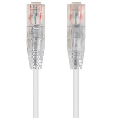 Monoprice Cat6 Ethernet Patch Cable - 30 feet - White | Snagless RJ45 Stranded 550MHz UTP CMR Riser Rated Pure Bare Copper Wire 28AWG - SlimRun Series