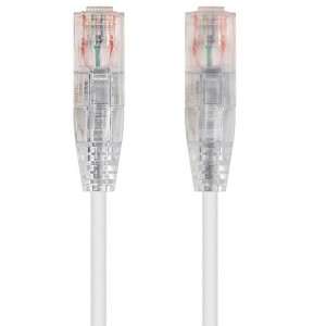 Monoprice Cat6 Ethernet Patch Cable - 30 feet - White | Snagless RJ45 Stranded 550MHz UTP CMR Riser Rated Pure Bare Copper Wire 28AWG - SlimRun Series - 1 of 4