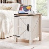 OKD Nightstand with Charging Station, Farmhouse End Table w/Barn Door - 2 of 4