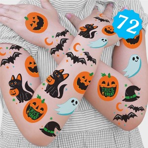 Big Dot of Happiness Jack-O'-Lantern Halloween - Kids Birthday Party Favor - Goodie Bag Filler - Halloween Temporary Tattoos - Set of 12 - 1 of 4