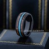 Jewelry Avalanche Black IP Koa Wood and Turquoise Inlay Dome Tungsten Carbide Wedding Band, Comfort-fit, 8mm - 2 of 4